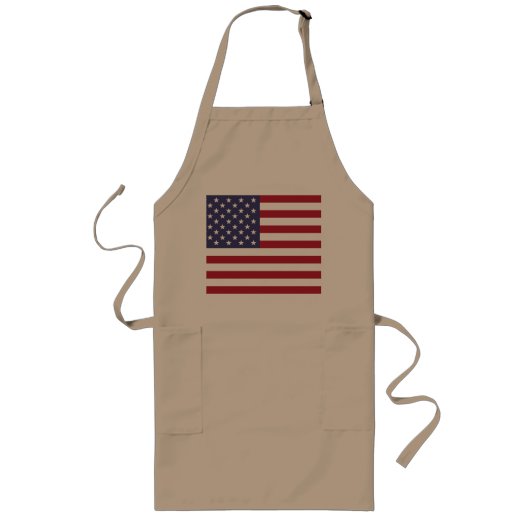 Amerikaanse vlag Khaki Long Apron Lang Schort (Voorkant)