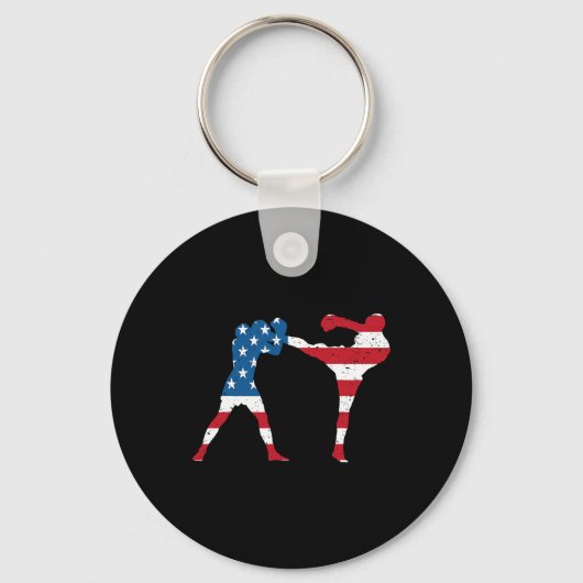 Amerikaanse Vlag Kickboksen Sleutelhanger (Voorkant)