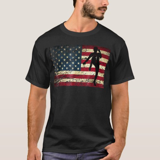 Amerikaanse vlag Kickboxing Kick Boxing Karate T-s T-shirt (Voorkant)