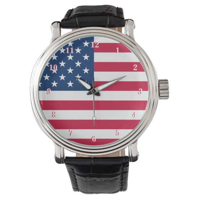 Amerikaanse vlag kijken Patriotic American Horloge (Voorkant)