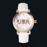 Amerikaanse vlag kijken patriottisch horloge<br><div class="desc">USA Flag Watches - Verenigde Staten van Amerika - Flag - Patriottisch - onafhankelijkheidsdag - 4 juli - - Kies / voeg uw unieke tekst / kleur - Maak uw speciale cadeau - Formaat wijzigen en verplaatsen of verwijderen en toevoegen van onderdelen / afbeelding met aanpassingstool. U kunt ook design...</div>