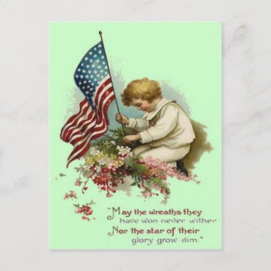 Amerikaanse vlag kind krans Memorial Day Briefkaart (Voorkant)