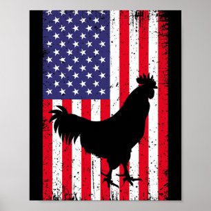 Amerikaanse Vlag Kip Haan Boerderij Dier Ranch Poster