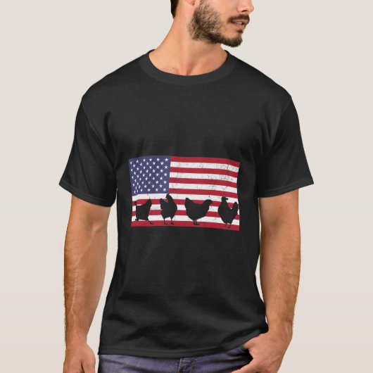 Amerikaanse vlag kip USA 4th van juli T-shirt (Voorkant)