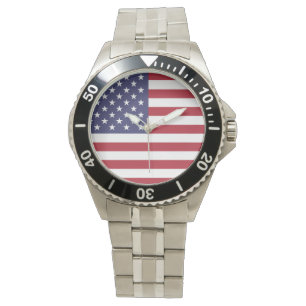 Amerikaanse vlag Klassiek roestvrij stalen horloge