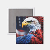 Amerikaanse vlag kleur eagle lijst print magneet (Voorkant / Achterkant)