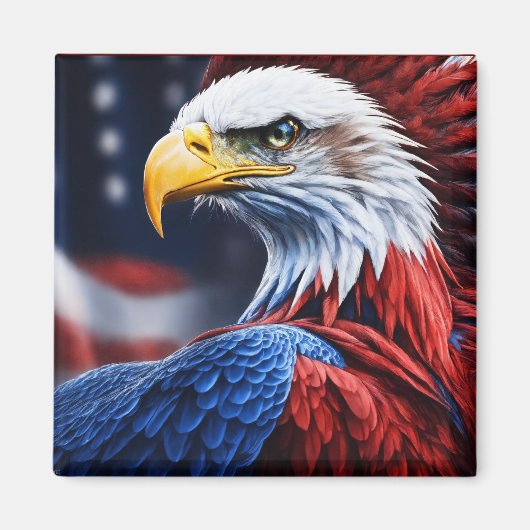 Amerikaanse vlag kleur eagle lijst print magneet (Voorkant)