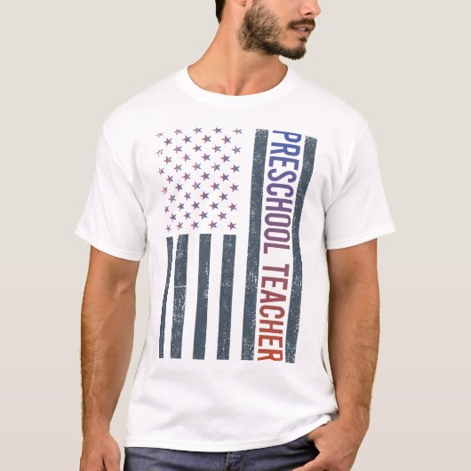 Amerikaanse vlag - kleuterschool leraar t-shirt (Voorkant)