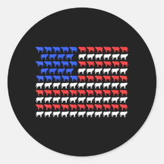 Amerikaanse vlag Koe Boer Boerderij Dierenhouderij Ronde Sticker