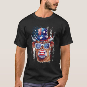 Amerikaanse Vlag Koe Oudvintage Boerderij Dier Pat T-shirt