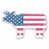 Amerikaanse vlag koe silhouet vinyl auto sticker (Voorkant)