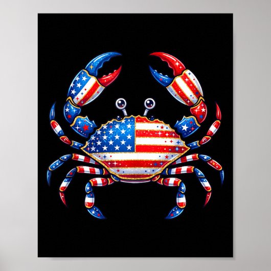Amerikaanse vlag krab patriottisch 4 juli zeevruch poster (Voorkant)