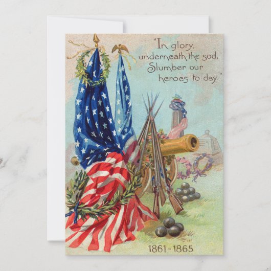 Amerikaanse vlag krans burgeroorlog gedenkteken kaart (Voorkant)