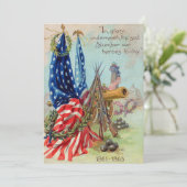 Amerikaanse vlag krans burgeroorlog gedenkteken kaart (Staand voorkant)