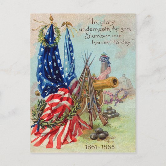 Amerikaanse vlag krans Burgeroorlog monument Briefkaart (Voorkant)