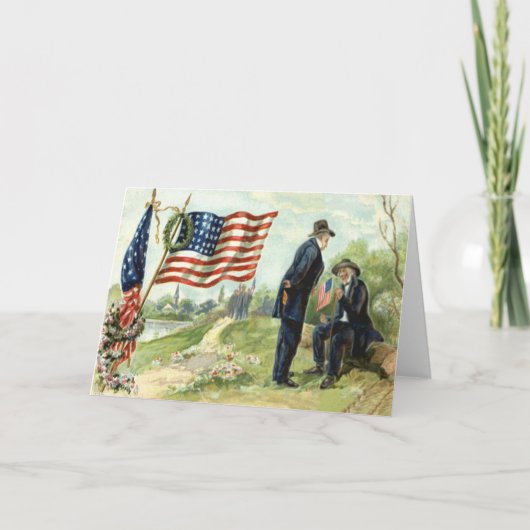 Amerikaanse vlag krans kerk veteranen feestdagen kaart (Voorkant)