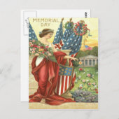 Amerikaanse vlag krans Lady Liberty Cemetery Briefkaart (Voorkant / Achterkant)