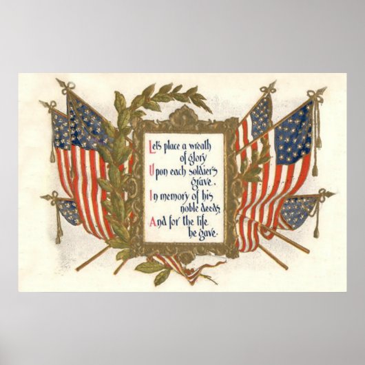 Amerikaanse vlag krans Memorial Day Poster (Voorkant)