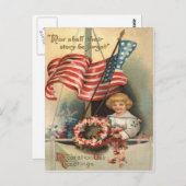 Amerikaanse vlag krans schip Boy Uniform Memorial  Briefkaart (Voorkant / Achterkant)