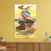 Amerikaanse vlag krans strandkanon anker adelaar canvas afdruk (Insitu (Woonkamer))