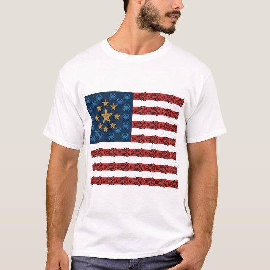 Amerikaanse Vlag Kreeften T-shirt (Voorkant)