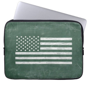 Amerikaanse vlag krijtbord kunst (Tekening nr. 1) Laptop Sleeve