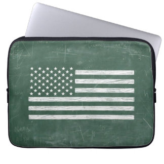 Amerikaanse vlag krijtbord kunst (Tekening nr. 1) Laptop Sleeve