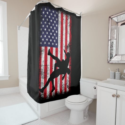 Amerikaanse vlag kruipen Amerikaanse vlag kruiper Douchegordijn (In situ)