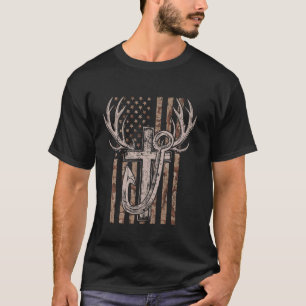 Amerikaanse vlag & kruis jagen & vissen vader lief t-shirt