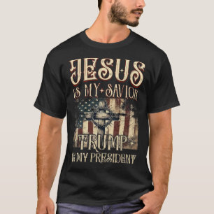 Amerikaanse vlag kruis Jezus is mijn redder Trump T-shirt