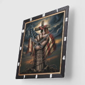 Amerikaanse vlag kruis patriot vierkante klok (Hoek)