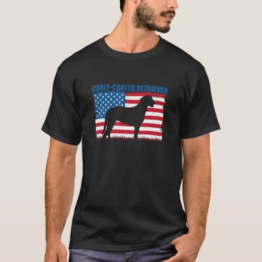 Amerikaanse vlag krullend omhuld retriever t-shirt (Voorkant)