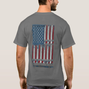 Amerikaanse vlag kunst met verfkwast druppels T-shirt