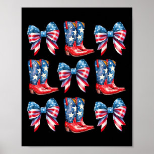 Amerikaanse vlag laarzen en bogen 4 juli Cowgirl W Poster