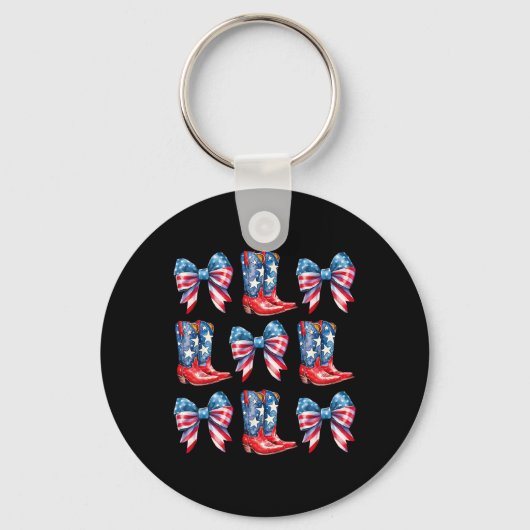 Amerikaanse vlag laarzen en bogen 4 juli Cowgirl W Sleutelhanger (Voorkant)
