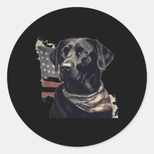 Amerikaanse Vlag Lab-eigenaar Black Labrador opgeh Ronde Sticker