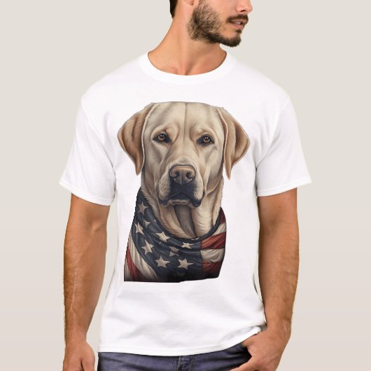Amerikaanse Vlag Lab Eigenaar Geel Labrador Retrie T-shirt (Voorkant)