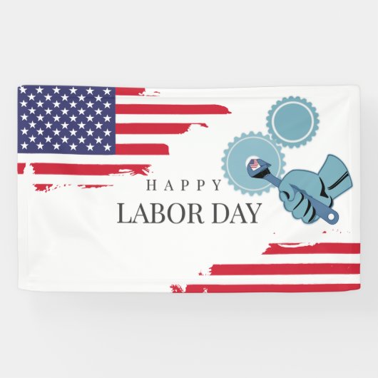 Amerikaanse Vlag Labor Day Spandoek (Horizontaal)