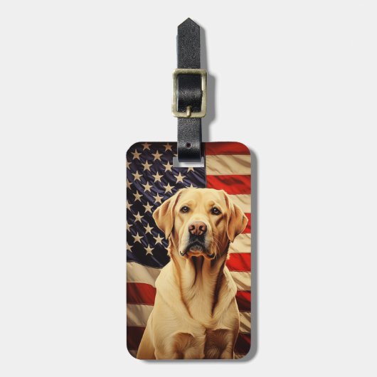 Amerikaanse vlag Labrador Bagagelabel (Voorkant verticaal)