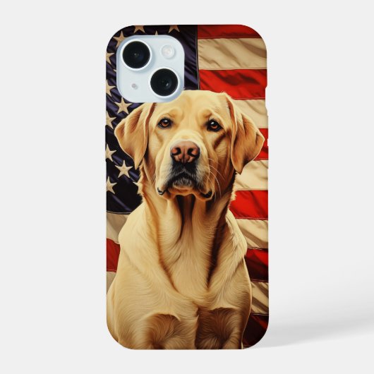Amerikaanse vlag Labrador iPhone 15 Case (Achterkant)