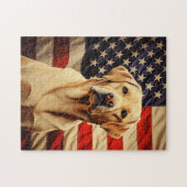 Amerikaanse vlag Labrador Legpuzzel (Horizontaal)