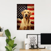 Amerikaanse vlag Labrador Poster (Thuiskantoor)