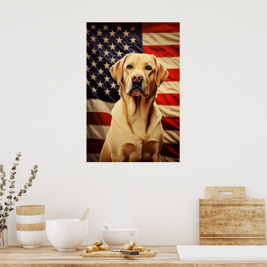 Amerikaanse vlag Labrador Poster (Keuken)