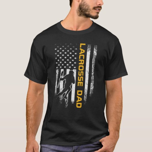  Amerikaanse vlag Lacrosse Dad Lax S T-shirt (Voorkant)