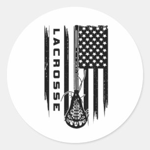 Amerikaanse Vlag Lacrosse Kleding - Lacrosse 13 Ronde Sticker