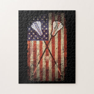 Amerikaanse vlag Lacrosse LAX Legpuzzel
