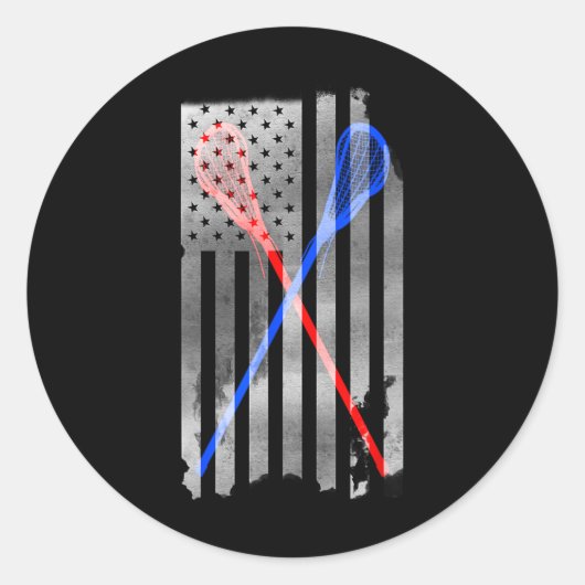Amerikaanse vlag Lacrosse Lax Ronde Sticker (Voorkant)