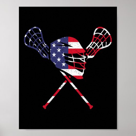 Amerikaanse vlag Lacrosse Poster (Voorkant)