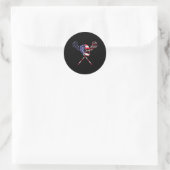 Amerikaanse vlag Lacrosse Ronde Sticker (Tas)