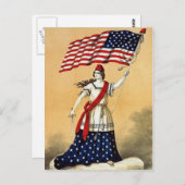  Amerikaanse Vlag Lady Liberty Briefkaart (Voorkant / Achterkant)